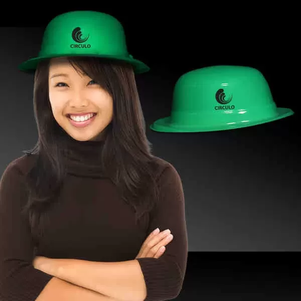 Green plastic derby hat.