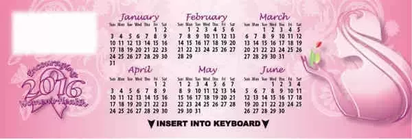 Keyboard calendar on women's