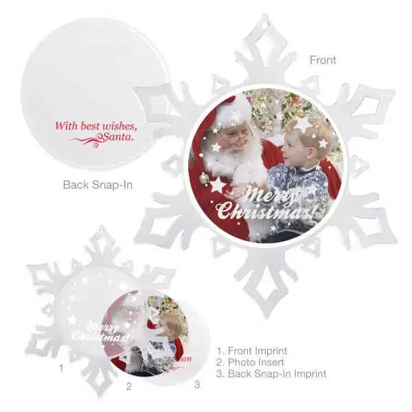 Clear snap-in snowflake with