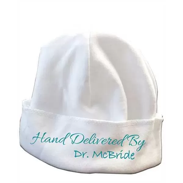 Infant's white knit cap