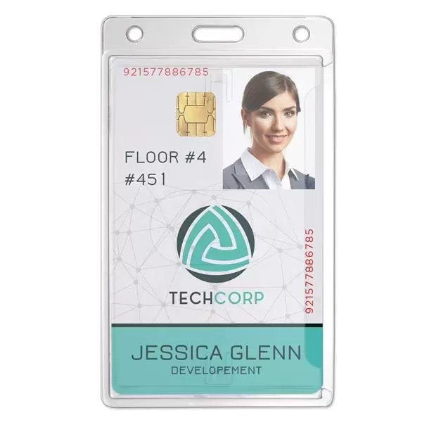 Rigid plastic one-card badge