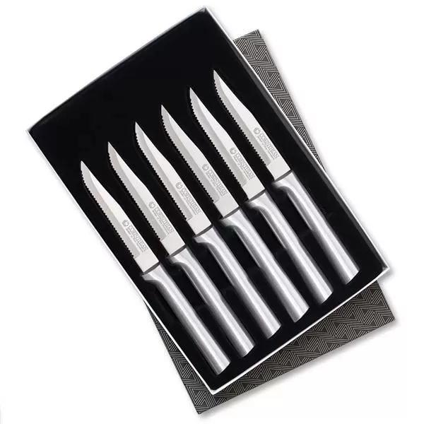 Six serrated steak knives