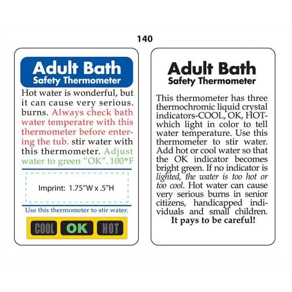 Adult bath thermometer with