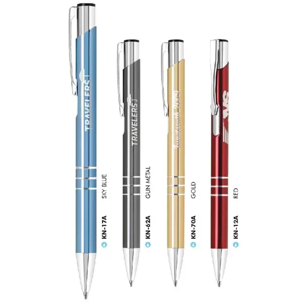 Aluminum click-action ballpoint pen