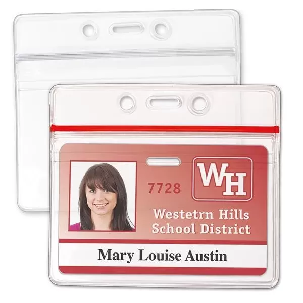 Credit-card-size resealable badge holder