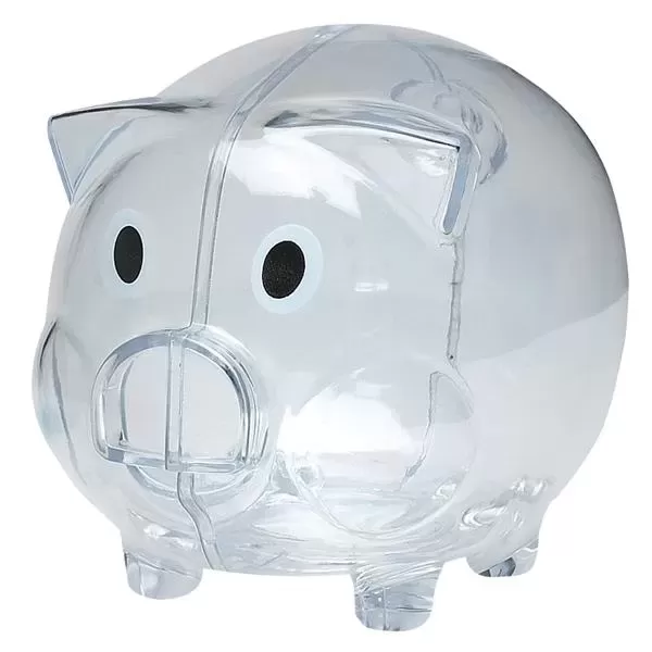 Plastic piggy bank with