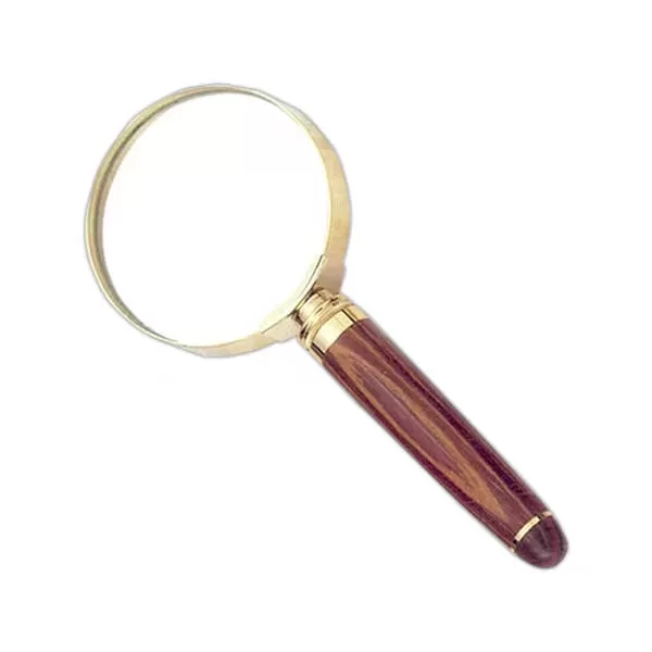 Magnifier glass with wood