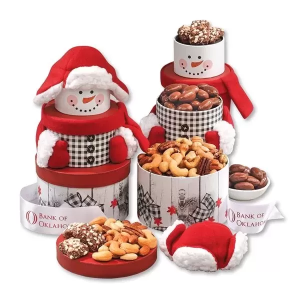 Snowman tower filled with