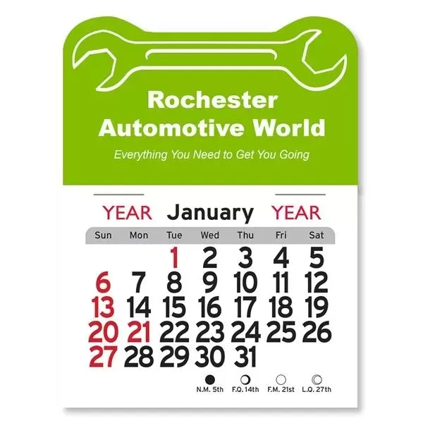 Wrench-themed Peel-N-Stick® 12-month calendar