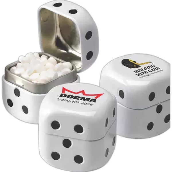 Dice shaped tin filled