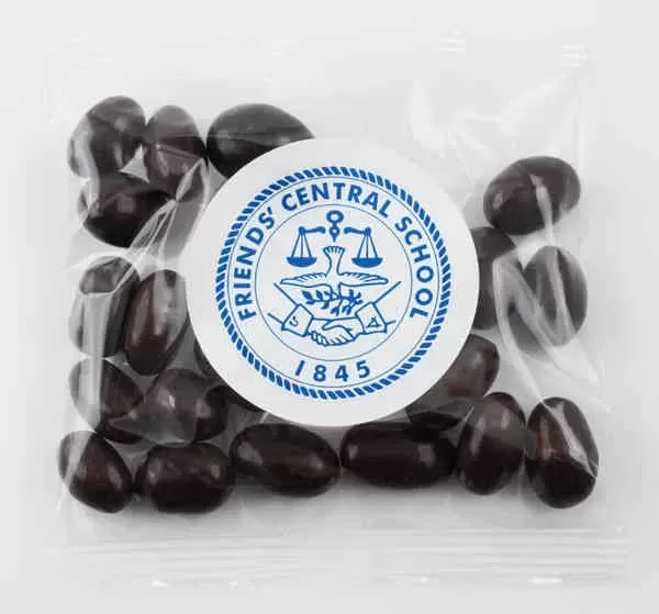 Dark chocolate almonds in