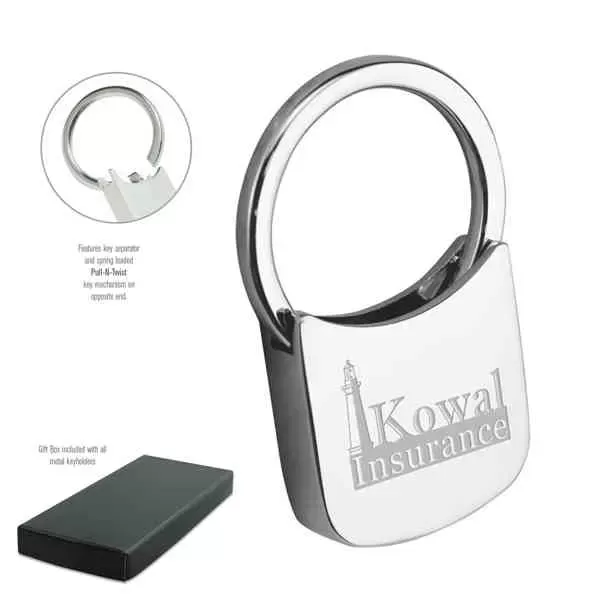 Metal key tag features