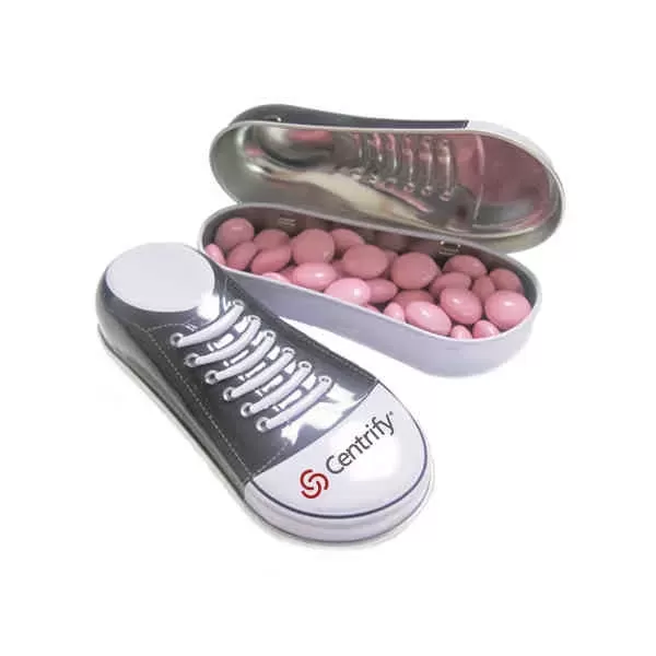 Sneaker shaped tin filled