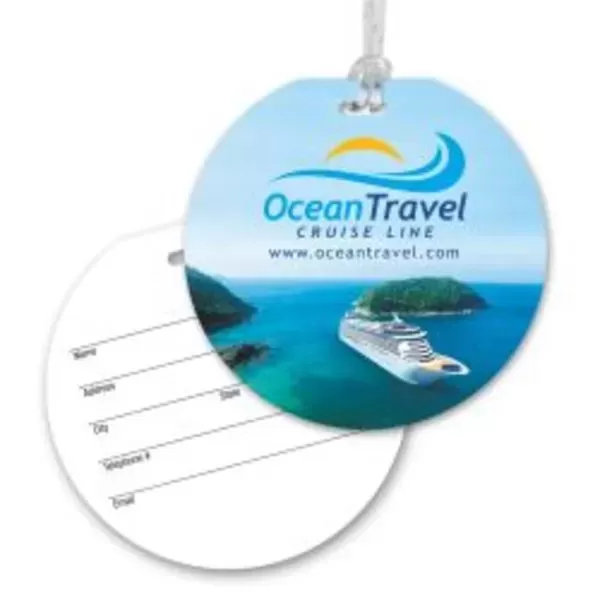 Round luggage tag with