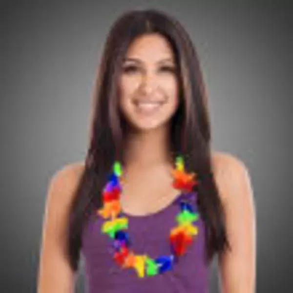 Hawaiian lei with rainbow