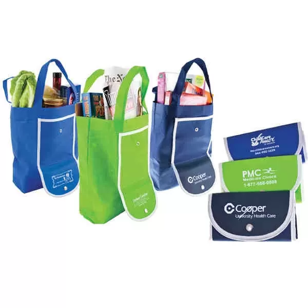 Folding tote bag with