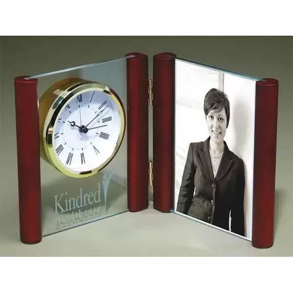 Glass photoholder clock satin