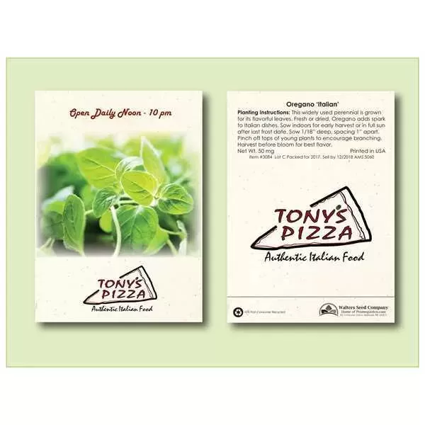 Oregano herb seed packet.