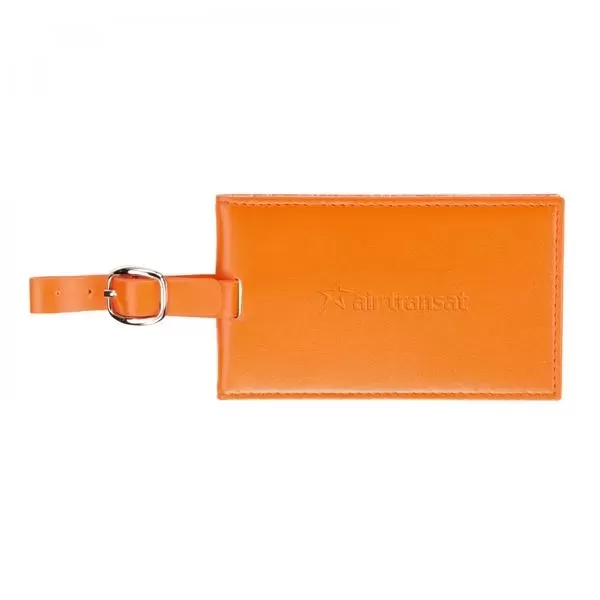 Leather luggage tag with