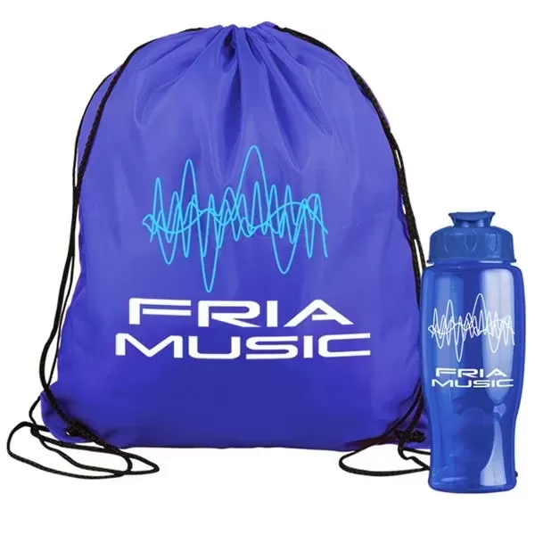 Drawstring backpack in a