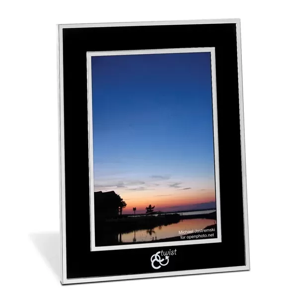 Black/silver-tone aluminum photo frame,