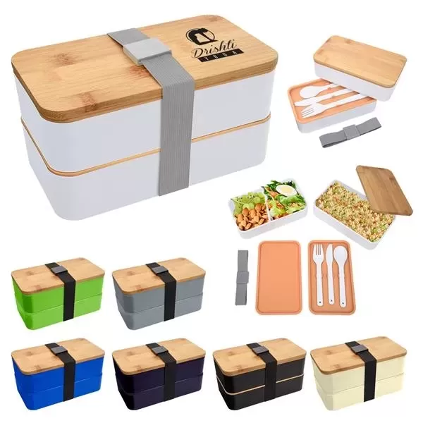 Double-tier stackable bento lunch