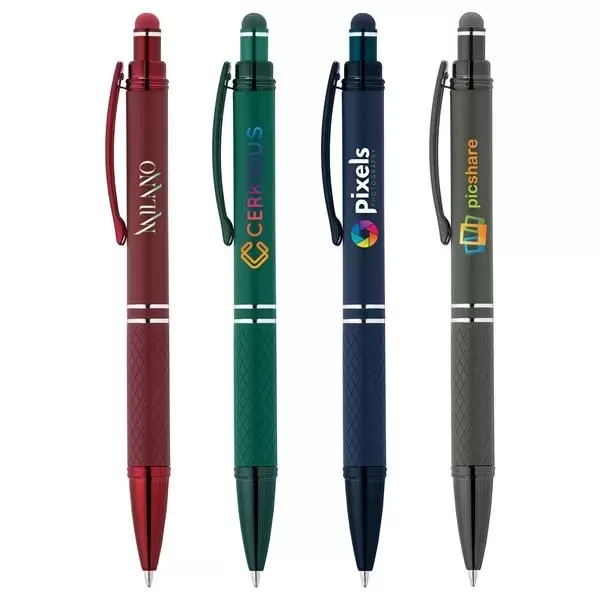 Metal pen features a