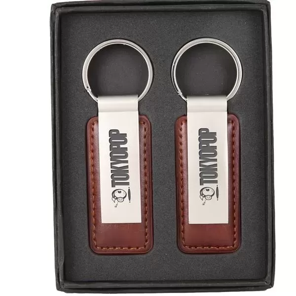 Two leather keychains. 