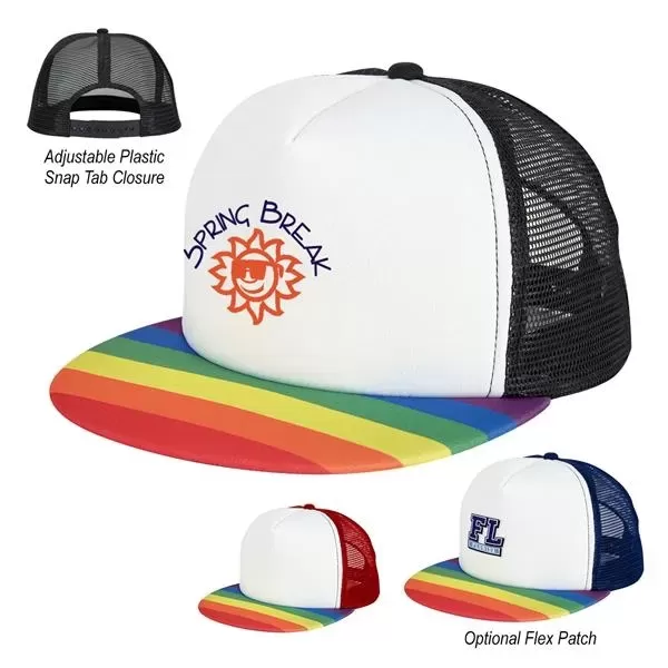 5-panel rainbow trucker cap