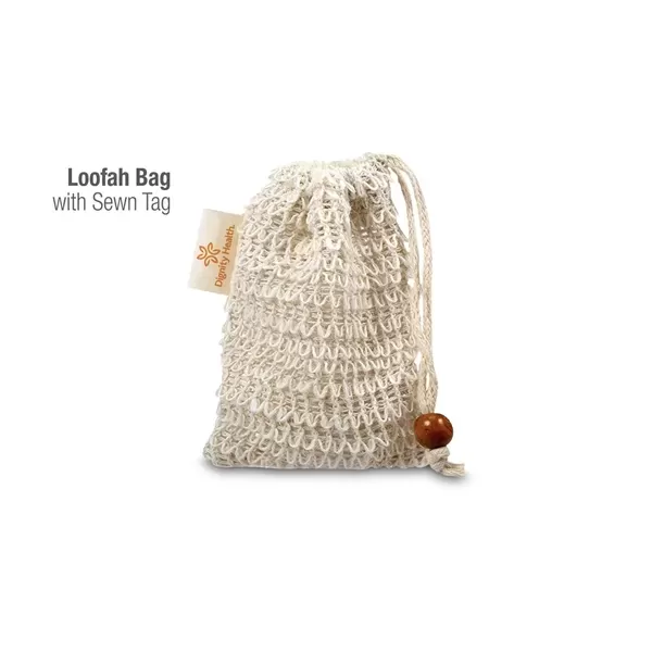A natural loofah bag,