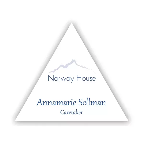 Triangular name badge with