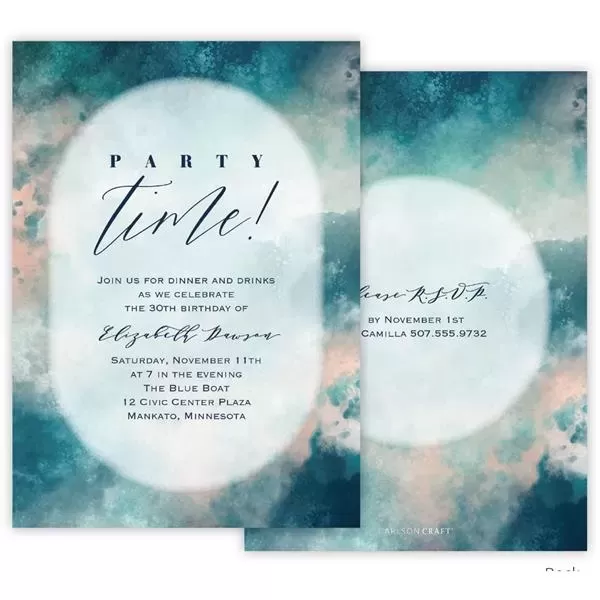 Watercolor Party Time invitation