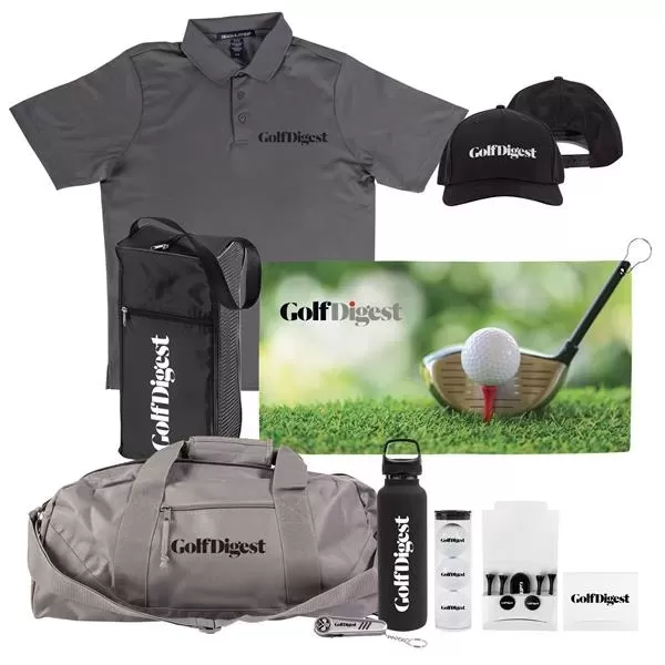 Duffle bag, hats, golf