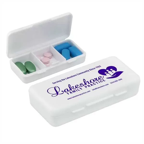 Three compartment pill box