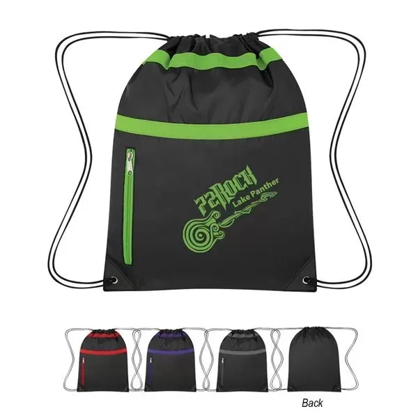 Drawstring backpack with front