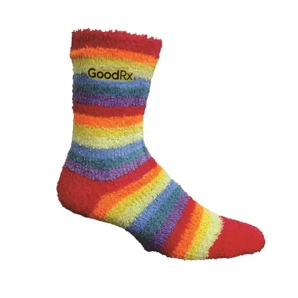 Rainbow fuzzy crew socks