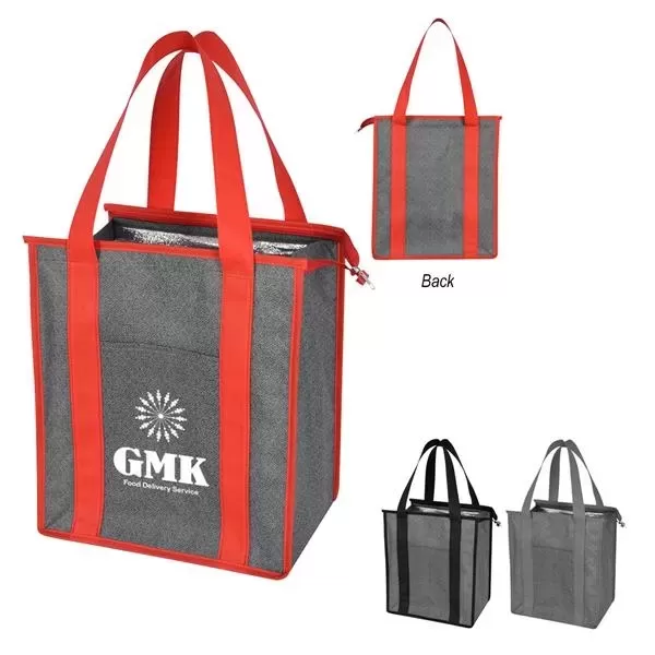 Heathered non-woven cooler tote