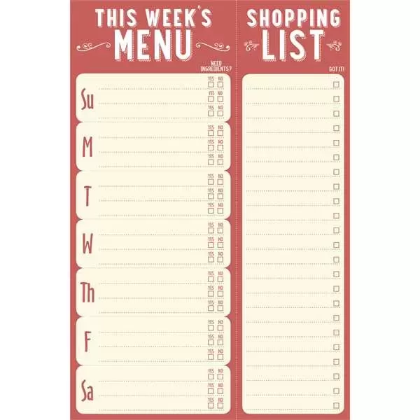 This Week's Menu/Shopping List