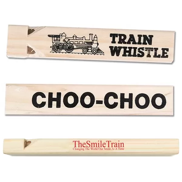 Wooden train whistle is