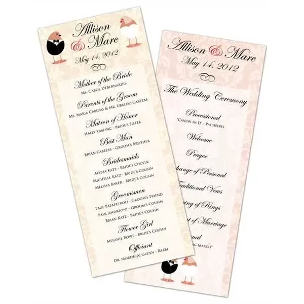 Wedding Program Card Flat