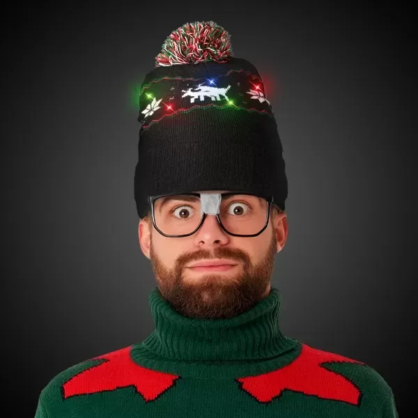 Knit hat with reindeer