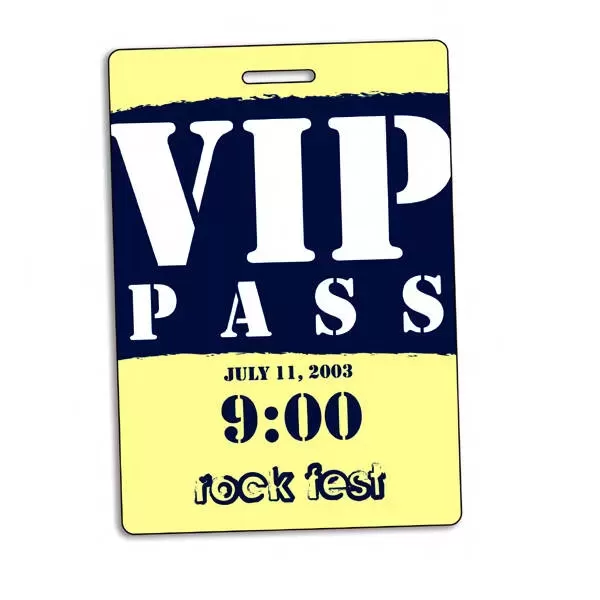 Plastic VIP pass, coated