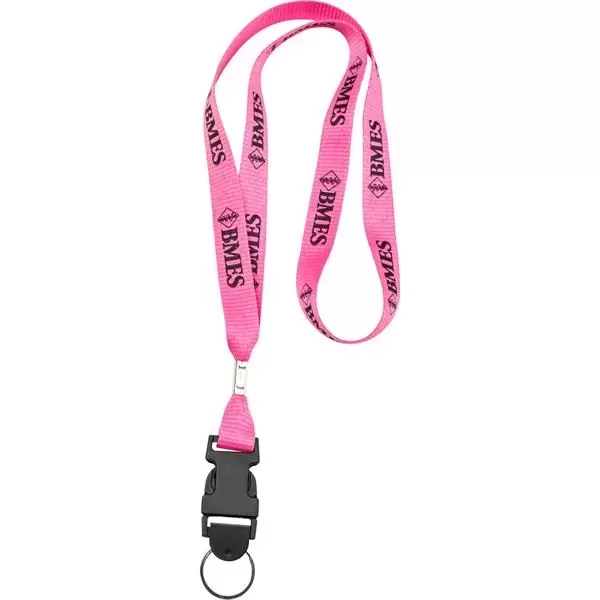 Neon polyester web lanyard.