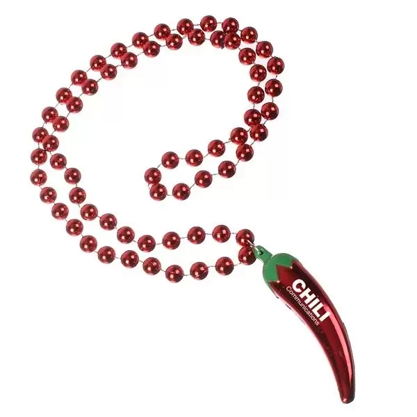A beaded necklace equipped