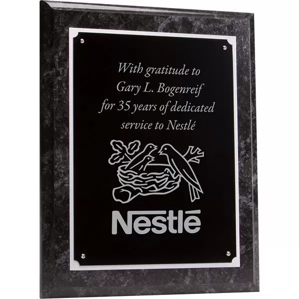 Wood plaque with black