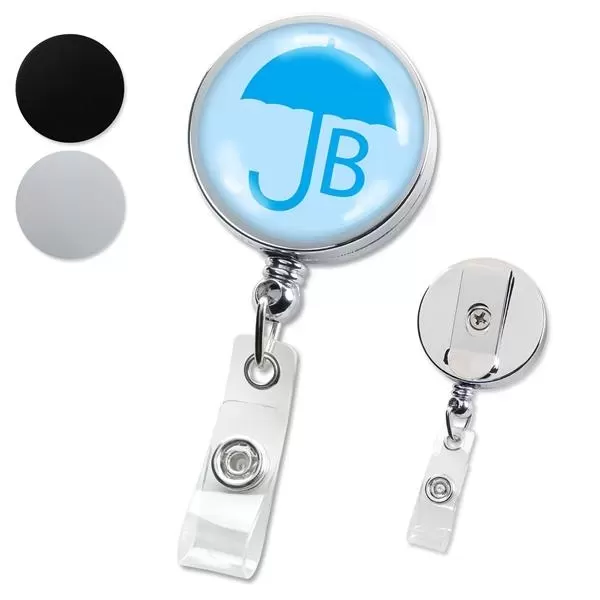 Durable metallic retractable badge