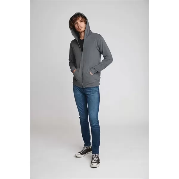 Sueded cotton-polyester full-zip hoodie.
