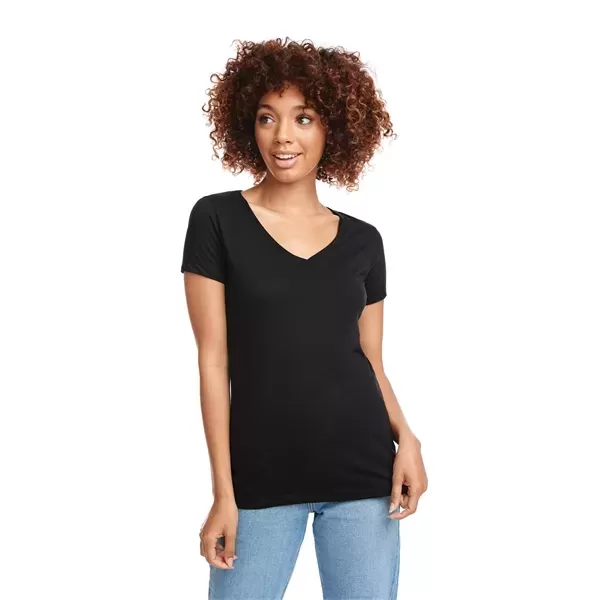 Women's cotton/polyester V-neck t-shirt.