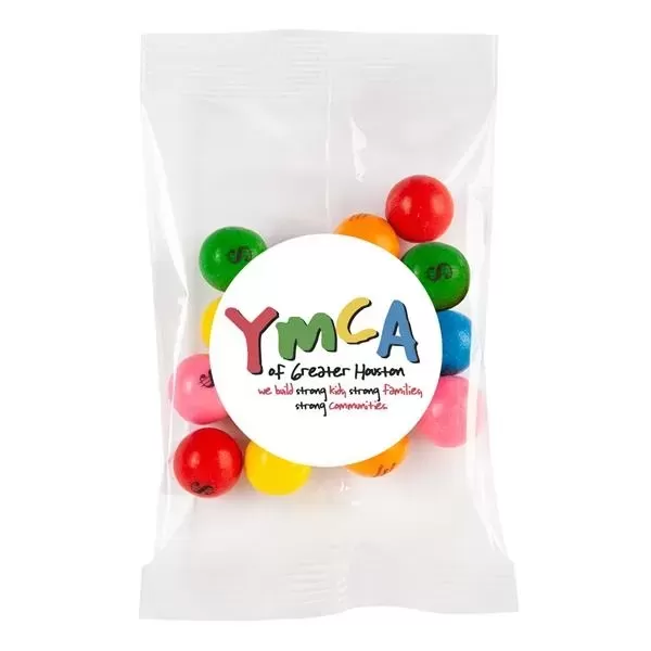 Imprinted mini gumballs packaged