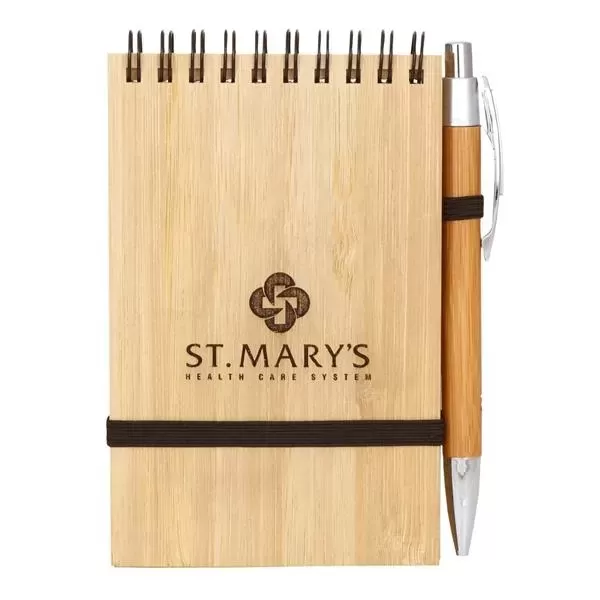 Bamboo wire-bound notepad with